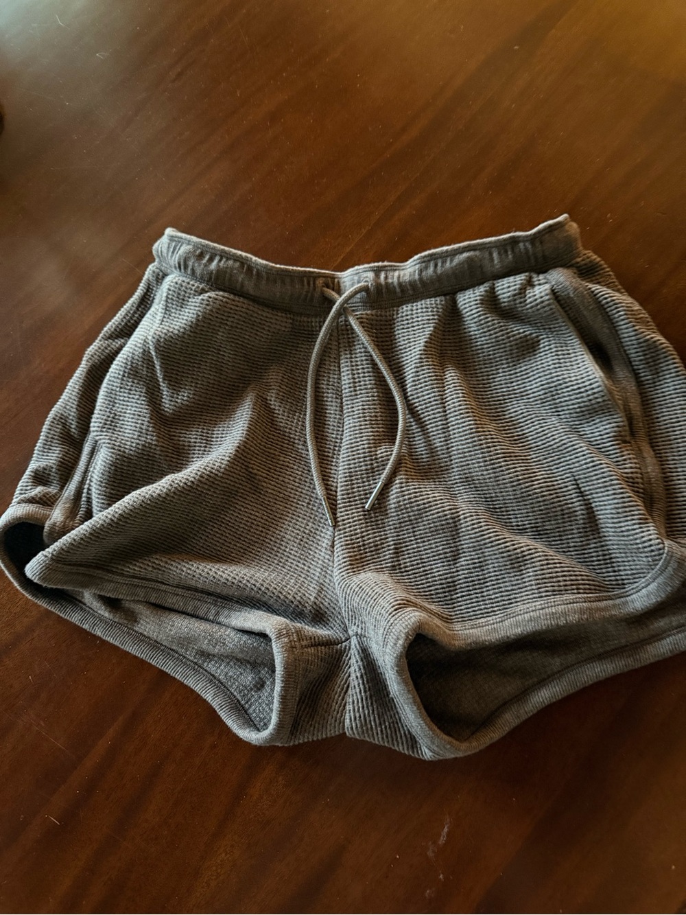 Athleta Brown Waffle Shorts.S Elastic with tie waist. Pockets. 2 1/2” inseam EUC